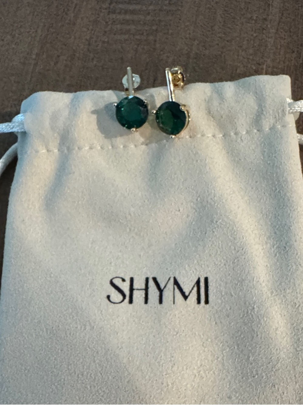 Shymi Emerald Green Stone Stud Earrings